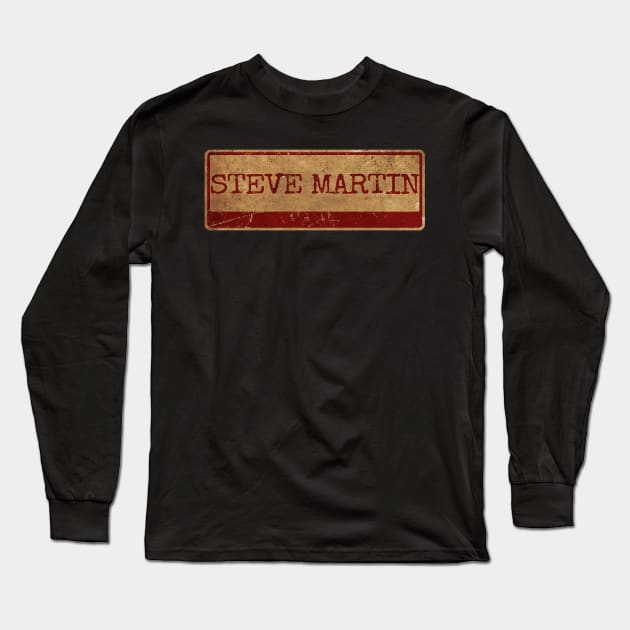 Aliska text red gold retro Steve Martin Long Sleeve T-Shirt by Aliska